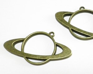 画像1: レジン用土星型カラワク/31×60mm/厚さ4mm/金古美