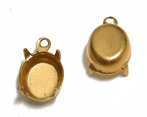 画像1: 10×8mm用/ブラスセッティング/クローズドバック(1個)