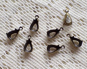 画像1: 10×6mm用/ブラスセッティング/オープンバック/金古美(1個)