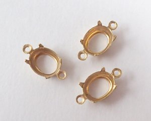 画像1: 10×8mm用/ブラスセッティング/オープンバック/2リング(1個)