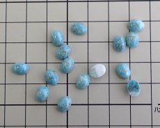 画像2: ヴィンテージ/チェコ/ガラス/オーバル/ターコイズ/約8×6mm(2個) (2)