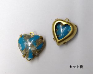 画像2: ヴィンテージ/アクリル/ブルーパフハートパーツ//約14mm(1個)