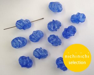 画像2: ns166/ヴィンテージ/ドイツ/ラージツイストウエーブ/ブルーストライプ/約20×16mm（1個）