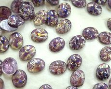 画像1: ヴィンテージ/チェコ/ガラス/アメシストファイアオパール/約10×8mm（1個） (1)