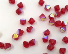 画像1: チェコガラスビーズ/バイコン/シャムルビーオーロラ/6mm(10個) (1)