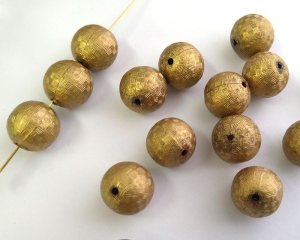 画像1: ヴィンテージ/ドイツ/ルーサイト/ゴールドチェックボール/12mm（1個)