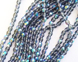 画像1: チェコガラスビーズ/ファイアポリッシュラウンド/モンタナオーロラ/3mm(20個)