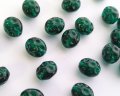 チェコガラスビーズ/クレーターオーバル/エメラルド/約12×10mm(6個)