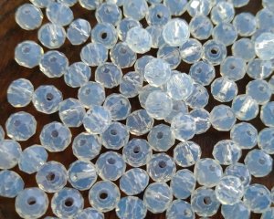 画像1: デッドストック/ガラスビーズ/ボタンカット/ホワイトオパール/6mm(10個)