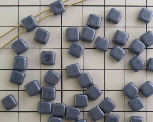 画像2: チェコガラスビーズ/2ホールタイル/マットスレートグレー(10個）