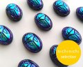 ns209/ヴィンテージ/ドイツ/ガラスカボション/スカラベ/ブラックオーロラ/約25×18mm（1個）
