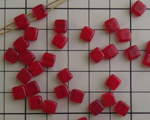 画像2: チェコガラスビーズ/2ホールタイル/カーネリアンミックス(10個）