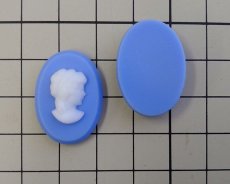 画像3: ns241/ヴィンテージ/ドイツ/ガラスカメオ/ウェッジウッドブルー×ホワイト/約25×18mm(1個) (3)