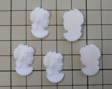 画像2: ns245/ヴィンテージ/ドイツ/ガラスカボション/カメオパーツP/ホワイト/約22×13mm（1個） (2)