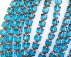 画像1: チェコガラスビーズ/アンティークスタイルオクタゴナル/ダブルフェイス/アクアマリン/8mm（2個） (1)