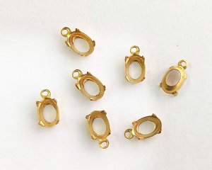 画像1: 6×4mmオーバル用/ブラスセッティング/オープンバック/1リング(1個)