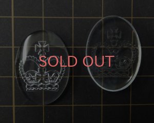 画像2: デッドストック/チェコ/ガラスカボション/クラウン/約25×18mm(1個）