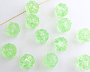 画像1: ヴィンテージ/ドイツ/ルーサイト/バロックラウンド/クリアライトグリーン/約13mm(2個)