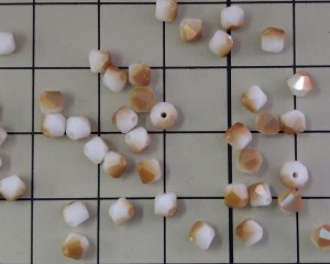 画像2: デッドストック/チェコ/マシンカットガラス/4mm/バイコン/ホワイト×ブラウンラスター(10個)
