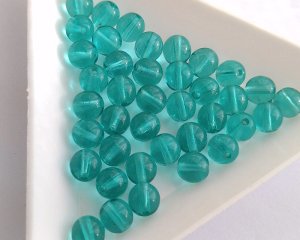 画像1: チェコガラスビーズ/ラウンド/ティール/約6mm(10個)