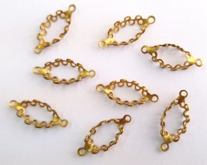 画像1: 15×7mm用/ブラスセッティングコネクター/レース(1個)