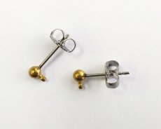 画像2: メッキなし真鍮/ステンレスポストピアス/横カン（１ペア） (2)
