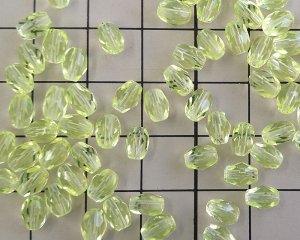 画像2: チェコガラスビーズ/ファイアポリッシュオーバル/ウラニウムイエロー/約6×4mm（10個）