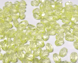 画像1: チェコガラスビーズ/ファイアポリッシュオーバル/ウラニウムイエロー/約6×4mm（10個）