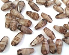 画像1: チェコガラスビーズ/ツイストドロップ/パープルブラウンストライプ/約18×7mm（2個） (1)