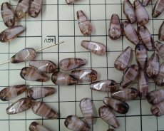画像2: チェコガラスビーズ/ツイストドロップ/パープルブラウンストライプ/約18×7mm（2個） (2)