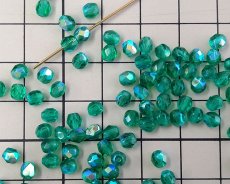 画像2: チェコガラスビーズ/ファイアポリッシュラウンド/エメラルドオーロラ/約4mm(20個) (2)