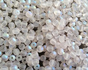 画像1: チェコガラスビーズ/ミニバレル/約4mm/ピンクフロストオーロラ（30個）