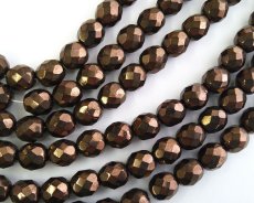 画像1: チェコガラスビーズ/ファイアポリッシュ/8mm/ラスターブラウン(6個） (1)