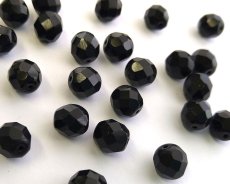 画像1: チェコガラスビーズ/ファイアポリッシュ/8mm/ジェットブラック(6個） (1)