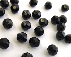 画像1: チェコガラスビーズ/ファイアポリッシュ/8mm/ジェットブラック(6個）