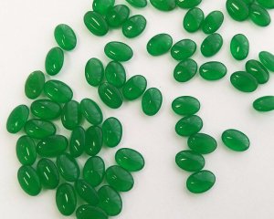 画像1: ヴィンテージ/ガラス/ジェイドグリーン/6×4mm(2個)