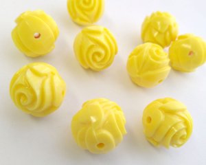 画像1: ヴィンテージ/ドイツ/プラスチック/ラージイエローローズ(1個)