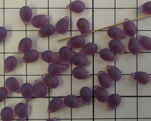 画像2: チェコガラスビーズ/ドロップ/フロストアメシスト/約6×9mm(10個)