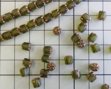 画像3: チェコガラスビーズ/アンティークスタイルオクタゴナル/マットオリーブ/約6×5mm（10個） (3)