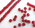 チェコガラスビーズ/アンティークスタイルオクタゴナル/シャムレッド/約6×5mm（10個）