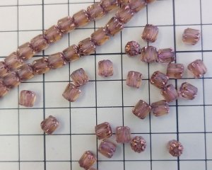 画像2: チェコガラスビーズ/アンティークスタイルオクタゴナル/ロザリン/約6×5mm（10個）