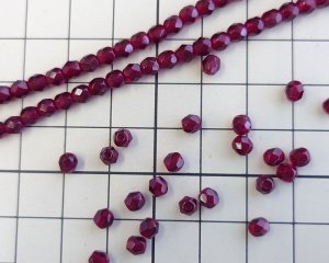 画像2: チェコガラスビーズ/ファイアポリッシュラウンド/ガーネット/約4mm(20個)