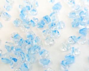 画像2: チェコガラスビーズ/ベルフラワー/クリア×ブルーホワイト（10個）