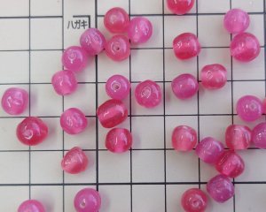 画像3: ヴィンテージ/日本/ランプワークビーズ/ディンプル/ラズベリーピンクミックス(6個)