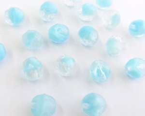 画像1: デッドストック/チェコガラスビーズ/ファイアポリッシュ/10mm/クリア×ベビーブルー(4個）
