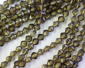 画像1: チェコガラスビーズ/バイコン/イエローグリーン/6mm(10個)