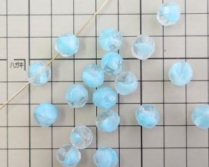 画像2: デッドストック/チェコガラスビーズ/ファイアポリッシュ/10mm/クリア×ベビーブルー(4個）