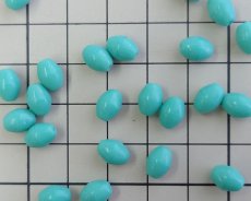 画像2: ヴィンテージ/ドイツ/ガラス/オーバル/オペークターコイズ/約8×6mm(2個) (2)