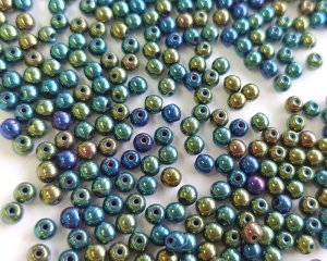 画像1: チェコガラスビーズ/ラウンド/ジェットアイリス/約4mm(45個)