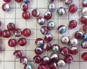 画像2: チェコガラスビーズ/ラウンド/レッドマレア/約7.5mm(10個)